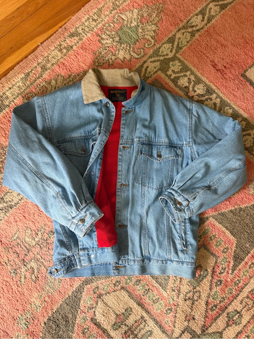 Vintage Woolrich Denim Jacket with Corduroy Collar & Fleece Linung